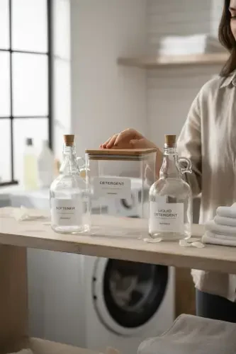 Ahşap Kapaklı Toz Deterjan Kavanozu 2000ml-sıvı Deterjan Ve Yumuşatıcı Şişesi Mantar Kapak 1000ml-DETERGENT - 2