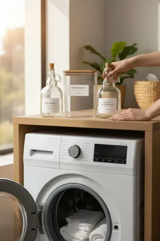 Ahşap Kapaklı Toz Deterjan Kavanozu 2000ml-sıvı Deterjan Ve Yumuşatıcı Şişesi Mantar Kapak 1000ml-DETERGENT - 5