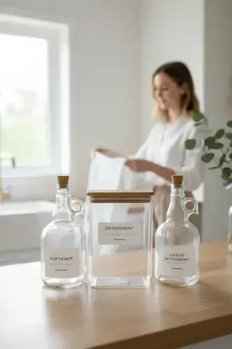 Ahşap Kapaklı Toz Deterjan Kavanozu 2000ml-sıvı Deterjan Ve Yumuşatıcı Şişesi Mantar Kapak 1000ml-DETERGENT - 6