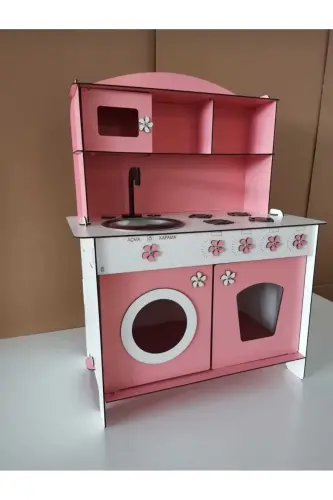 Ahşap Oyuncak Mutfak - Tek Yüz Mdf - Pembe - Doğuş Ahşap (1)
