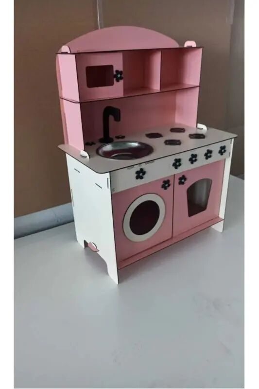Ahşap Oyuncak Mutfak - Tek Yüz Mdf - Pembe - Doğuş Ahşap