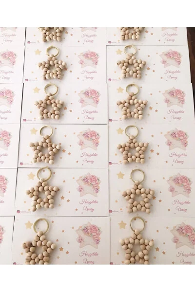 Ahşap Yıldız Anahtarlık 15 adet hediyelik Söz, Nişan, Kına, Nikah, Doğum Günü, Mevlit Hediyesi - HAPPYDAY TASARIM ORGANIZASYON (1)