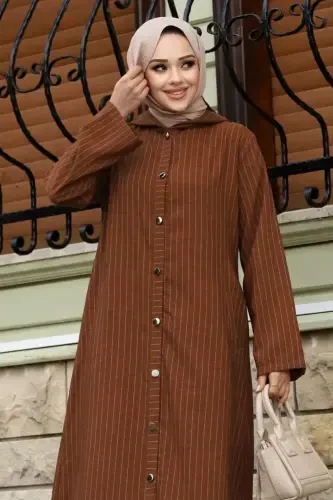 Ahsen Boydan Buttoned Coat TSD240103 Brown-Brown - TESETTÜR DÜNYASI (1)