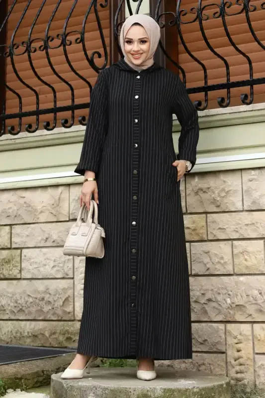 Ahsen Buttoned Coat TSD240103 Black-Black - 1