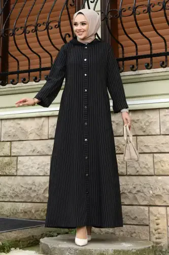 Ahsen Buttoned Coat TSD240103 Black-Black - 4