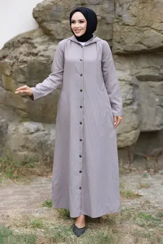 Ahsen Buttoned Coat TSD240103 Light Gray-Light Gray - 1