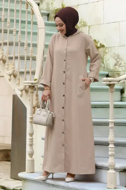 Ahsen Buttoned Coat TSD240103 Mink-Mink - 3