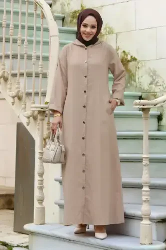 Ahsen Buttoned Coat TSD240103 Mink-Mink - 5