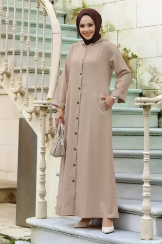 Ahsen Buttoned Coat TSD240103 Mink-Mink - TESETTÜR DÜNYASI (1)