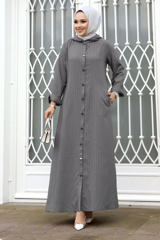 Ahsen Tall Buttoned Container TSD240103 Gray - TESETTÜR DÜNYASI