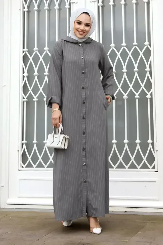 Ahsen Tall Buttoned Container TSD240103 Gray - 4