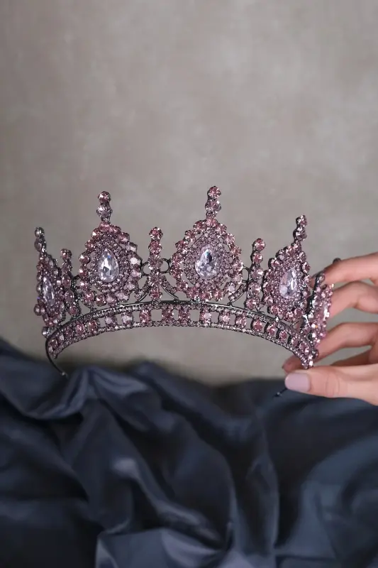 Ahu Damla Crystal Stone Bridal Henna Crown-Purple - LIMELIA