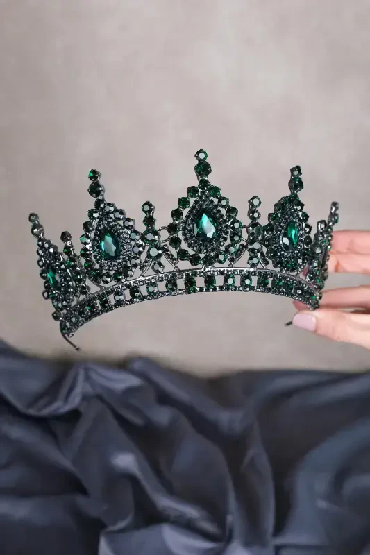 Ahu Damla Kristal Toshli Kelin Xina Toji-Yashil - LIMELIA