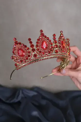 Ahu Damla Kristalli Toshli Kelin Xina Toji-Qizil Gold Zamin - LIMELIA (1)