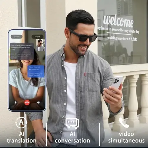 AI smart glasses, AI dialogue voice wake-up, 115 language translation, simultaneous interpretation, on-site recording translation, use mobile app audio and video translation, conference translation - 4