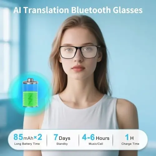 AI Translation Glasses, Support 169 Languages Real-Time Translation Powered By APP, Open-Ear Sound Mic & Speakers, Color-Change Lens Translator with Noise Reduction, AI Smart Glasses for Men & Women - 6