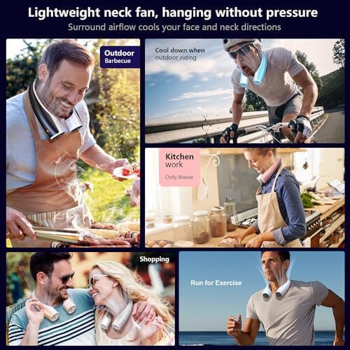 AI Neck Fan, 4 Speeds Adjustable Portable Personal Fan Rechargeable, 4000 mAh Battery Faster Cooling Wearable Fan, Ultra Quiet for Home, Office, Travel, Outdoor - Black - 6