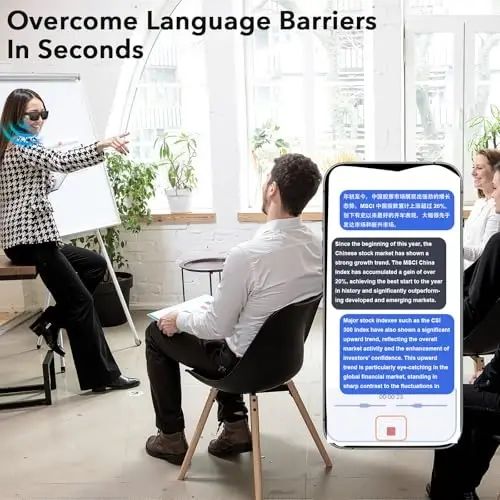 AI smart glasses, AI dialogue voice wake-up, 115 language translation, simultaneous interpretation, on-site recording translation, use mobile app audio and video translation, conference translation - 6