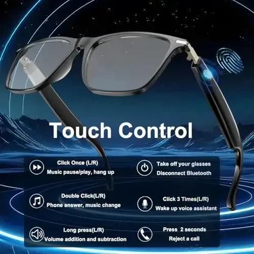 Ai Smart Glasses Chat GPT bilan, erkaklar va ayollar uchun Bluetooth ko'zoynaklari 160+ til va lahja bilan, Tarjima ko'zoynaklari Rangini o'zgartiruvchi linzalar, O'yin uchrashuvi Sayohat savdo biznesi uchun aqlli ko'zoynaklar, (Qora) - 5