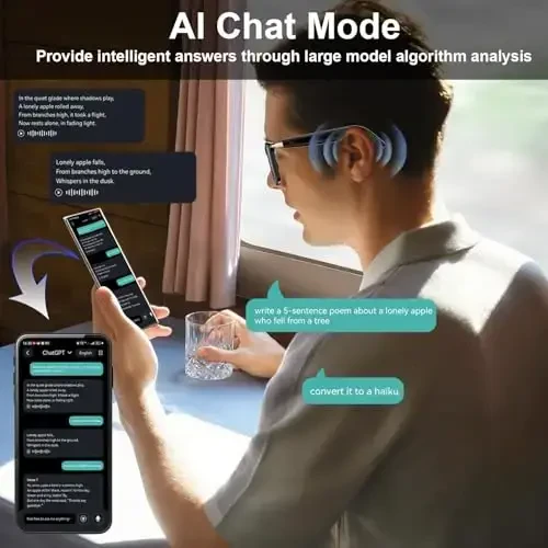 Ai Smart Glasses with Chat GPT, Bluetooth Glasses for Men Women with 160+ Language & Accents, Translation Glasses Color-Change Lens, Smart Eyewear for Gaming Meeting Travel Trade Business, (Black) - 4