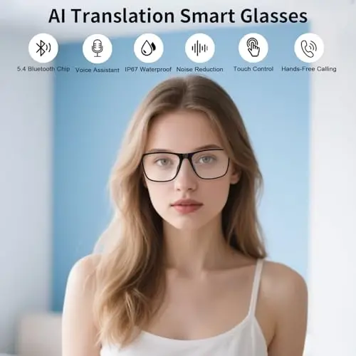 AI Translation Glasses, Support 169 Languages Real-Time Translation Powered By APP, Open-Ear Sound Mic & Speakers, Color-Change Lens Translator with Noise Reduction, AI Smart Glasses for Men & Women - PADOM (1)