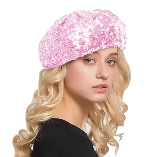 AIBEARTY Ayollar Qizlar Yorqin Sequined Beret Shlyapa Moda Qiziqarli Stretch Beanie Cap Festival Party Club Halloween uchun Bosh kiyimlar - 1