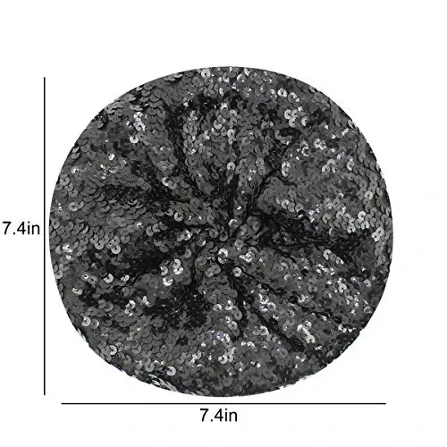 AIBEARTY Women Girls Sparkly Sequin Beret Hat Fashion Fun Stretch Beanie Cap Headwear for Festival Party Club Halloween - 4