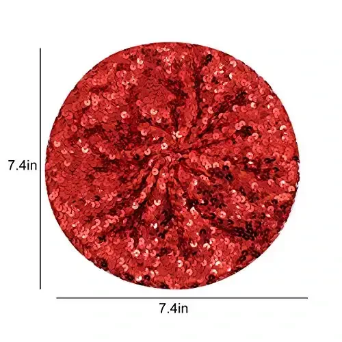 AIBEARTY Women Girls Sparkly Sequin Beret Hat Fashion Fun Stretch Beanie Cap Headwear for Festival Party Club Halloween - 4
