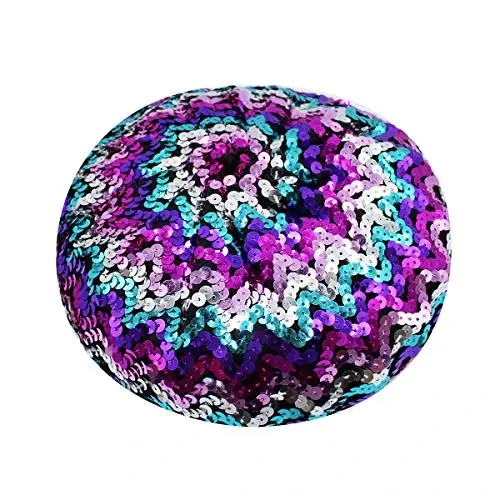 AIBEARTY Women Girls Sparkly Sequin Beret Hat Fashion Fun Stretch Beanie Cap Headwear for Festival Party Club Halloween - 4