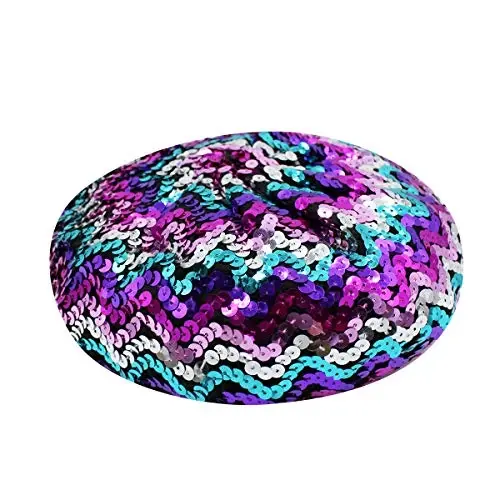 AIBEARTY Women Girls Sparkly Sequin Beret Hat Fashion Fun Stretch Beanie Cap Headwear for Festival Party Club Halloween - 5