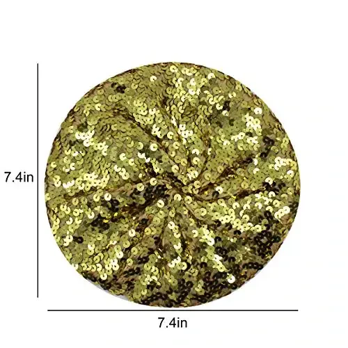 AIBEARTY Женщины Девушки Блестящие Блестки Берет Шляпа Мода Веселье Эластичная Шапка Бини Головной убор для Фестиваля Вечеринка Клуб Хэллоуин - 7