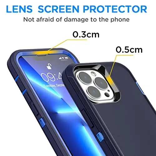 AICase for iPhone 13 Pro Case with Glass Screen Protector+Camera Lens,Heavy Duty Protective Phone Case,Military Grade Full Body Protection Shockproof/Dustproof/Drop Proof Rugged Tough Cover_1 - 6