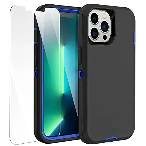 AICase for iPhone 13 Pro Case with Glass Screen Protector,Heavy Duty Protective Phone Case,Military Grade Full Body Protection Shockproof/Dustproof/Drop Proof Rugged Tough Cover_2 - 1