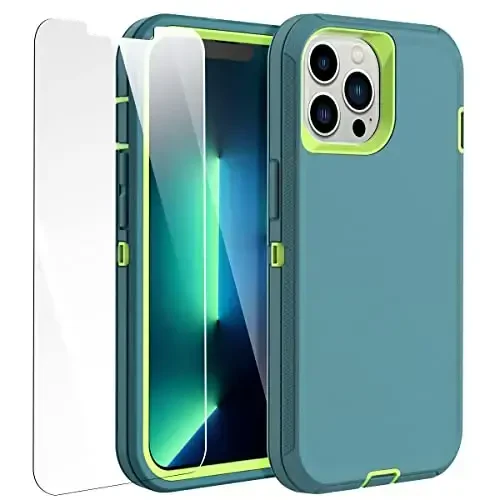 AICase for iPhone 13 Pro Case with Glass Screen Protector,Heavy Duty Protective Phone Case,Military Grade Full Body Protection Shockproof/Dustproof/Drop Proof Rugged Tough Cover_3 - 1
