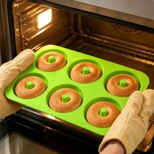 Aichoof Non-Stick Silicone Donut Pan 2Pack, BPA-Free, Easy Release(Green) | 6-Cavity Food Grade Donut Mold, Dishwasher & Microwave Safe, Perfect Homemade Donuts - 3