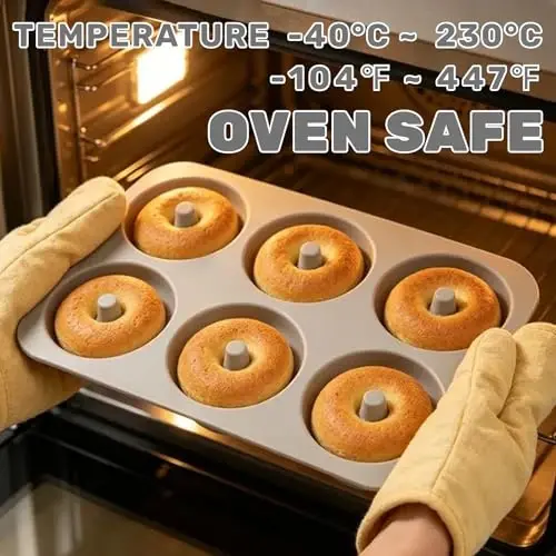 Aichoof Yapışmaz Silikon Donut Tepsisi 3'lü Set, BPA İçermez, Kolay Çıkarma (Gri) | 6 Gözlü Gıda Sınıfı LFGB Donut Kalıbı, Bulaşık Makinesi ve Mikrodalga İçin Uygun, Mükemmel Ev Yapımı Donutlar - 3