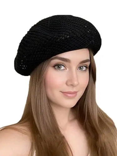 AICHUAN Ayollar Yozgi Frantsuz Bereti Yumshoq To'qilgan Beret Shlyapalar Rassomlar To'qilgan Sohil Beanie Shlyapa - 1