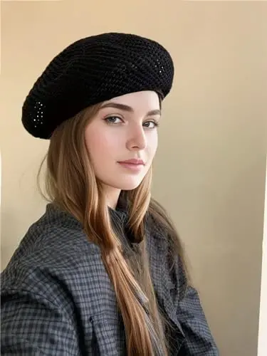 AICHUAN Ayollar Yozgi Frantsuz Bereti Yumshoq To'qilgan Beret Shlyapalar Rassomlar To'qilgan Sohil Beanie Shlyapa - 4