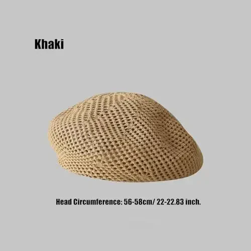 AICHUAN Women Summer French Beret Slouchy Crochet Beret Hats Artist Painters Woven Beach Beanie Hat - 2