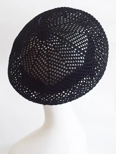 AICHUAN Women Summer French Beret Slouchy Crochet Beret Hats Artist Painters Woven Beach Beanie Hat - 5