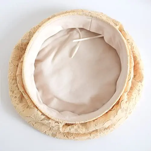 AICHUAN Women's Chic Lace Beret French Dress Beret Vintage Summer Fascinator Hats for Ladys - 5
