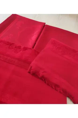Aida Embroidery Prayer Set Bundle Prayer Rug 2 Towels-red - GONCA TEKSTİL (1)