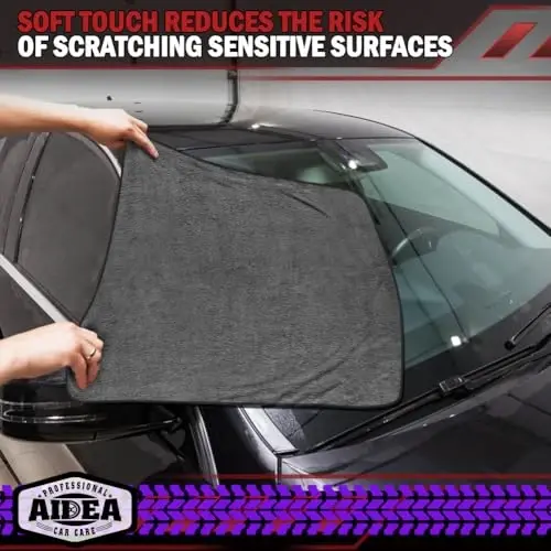 AIDEA Microfiber Towels for Cars-2PK, Large Professional Car Drying Towel, Scratch-Free & Absorbent Drying Towel for Cars, SUVs, RVs, Trucks, and Boats, 24inx 31in, Grey - 5