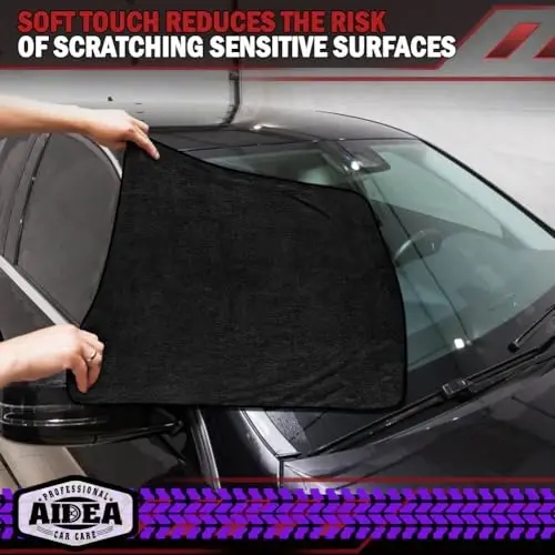AIDEA Microfiber Towels for Cars-2PK, Large Professional Car Drying Towel, Scratch-Free & Absorbent Drying Towel for Cars, SUVs, RVs, Trucks, and Boats, 24inx 31in, Black - 5