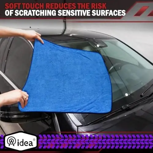 AIDEA Microfiber Towels for Cars-2PK, Large Professional Car Drying Towel, Scratch-Free & Absorbent Drying Towel for Cars, SUVs, RVs, Trucks, and Boats, 24inx 31in, Blue (Pack of 2) - 5