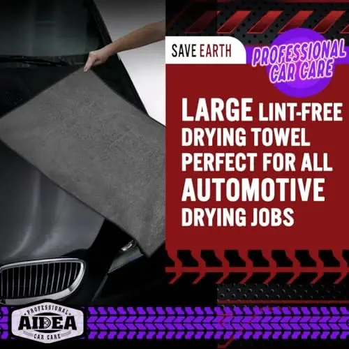 AIDEA Araçlar için Mikrofiber Havlular-4'lü Paket, Büyük Profesyonel Araç Kurulama Havlusu, Arabalar, SUV'ler, Karavanlar, Kamyonlar ve Tekneler için Çizilmeyi Önleyen ve Emici Kurulama Havlusu, 61cm x 79cm, Gri 