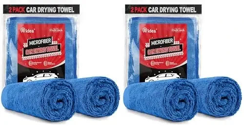 AIDEA Avtomobillar uchun mikrofiber sochiqlar-2 ta, Katta professional avtomobil quritish sochiqi, Tirnalmaydigan va shimituvchi, Avtomobillar, SUVlar, RVlar, yuk mashinalari va qayiqlar uchun, 24 dyuym x 31 dyuym, Moviy (2 ta to‘plam) 