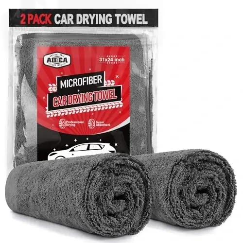 AIDEA Avtomobillar uchun mikrofiber sochiqlar-2 ta to‘plam, Katta professional avtomobil quritish sochiqi, Tirnalmaydigan va shimituvchi, Avtomobillar, SUVlar, RVlar, Yuk mashinalari va Qayiqlar uchun, 60 sm x 78 sm, Kulrang - 1