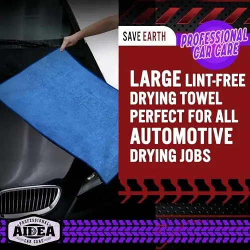 AIDEA Avtomobillar uchun mikrofiber sochiqlar-4 dona, Katta professional avtomobil quritish sochiqlari, Tirnalmaydigan va so‘ruvchi quritish sochiqlari (avtomobillar, SUVlar, furgonlar, yuk mashinalari va qayiqlar uchun), 24 dyuym x 31 dyuym, Moviy 