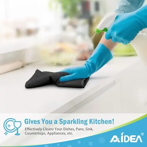 AIDEA Black Microfiber Cleaning Cloth-100PK, Reusable Cleaning Rags 12